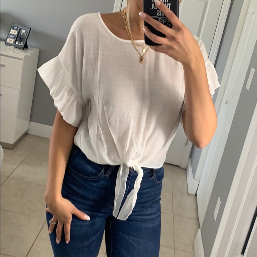 White cropped blouse